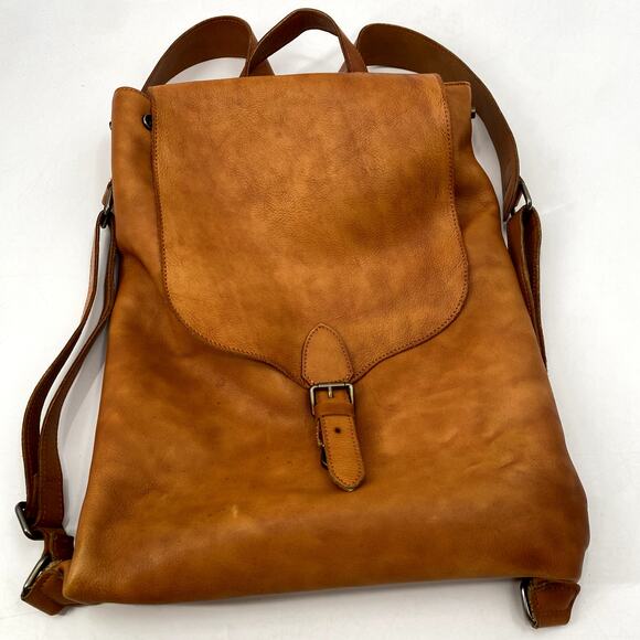 Brown leather backpack - Picture 2 of 7